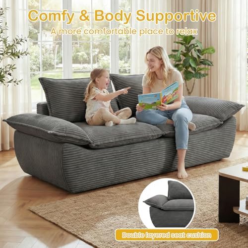 Boneless Loveseat 56", 2-Seater Gray Boneless Couch - Image 6