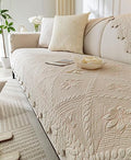 vctops Farmhouse 100% Cotton Quilted Couch Cover Floral Embroidered Sofa Cover by vctops