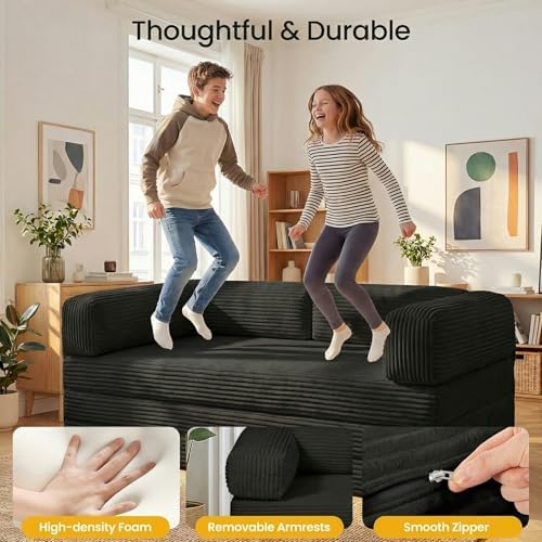 Erament Futon Sofa Bed, Convertible Tri-Folding Mattress Foldable Mattress - Image 4