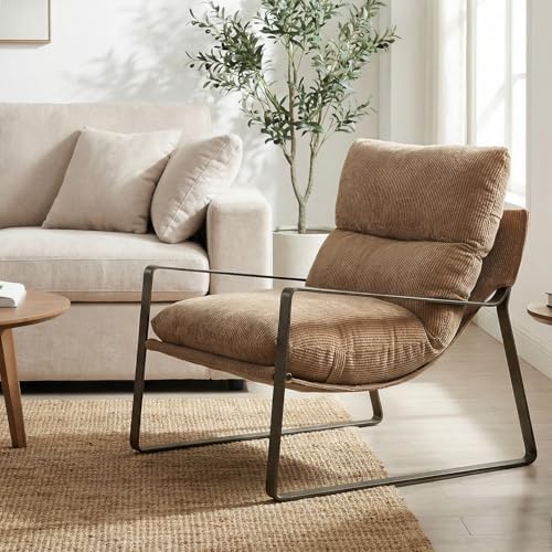 LukeAlon Modern Khaki Chenille Accent Armchair - Image 3