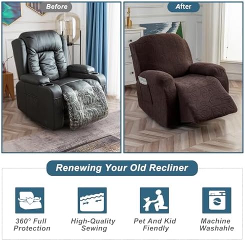 4 Pieces Recliner Cover Stretch Sofa Slipcover, Sofa Couch Cover - Image 3