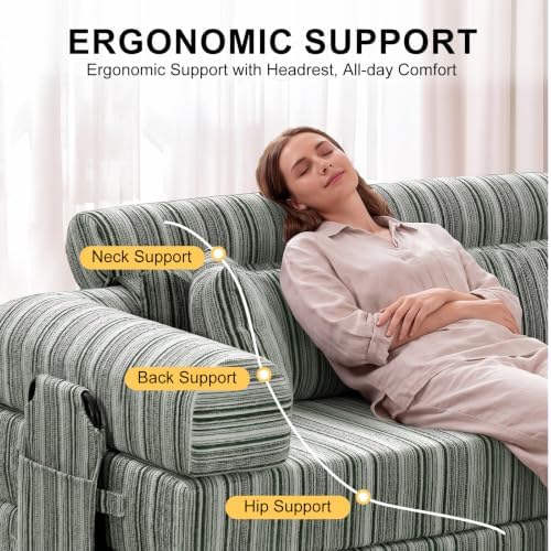 79" Convertible Sofa Bed, High Backrest Boneless Couch - Image 3