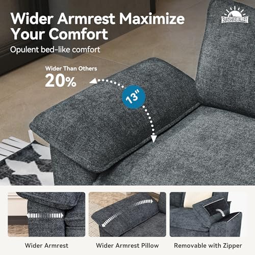 SUNSHINE VALLEY 3-Seat L Shaped Modular Cloud Couch Sectional Sofa Ottoman - Image 4