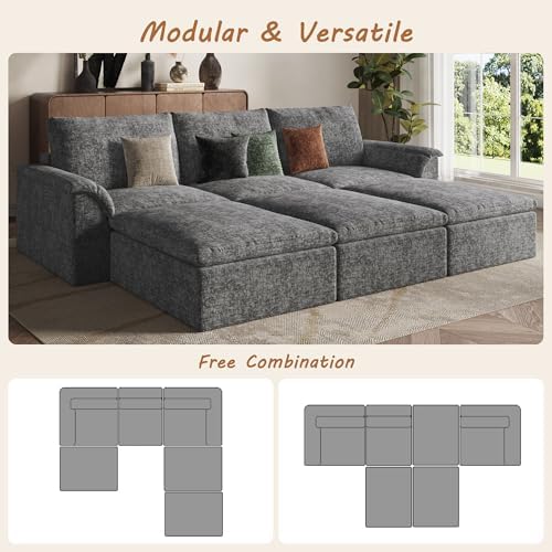 EASE MOOSE 115" Cloud Sleeper Sofa, Boneless Modular Couch - Image 6