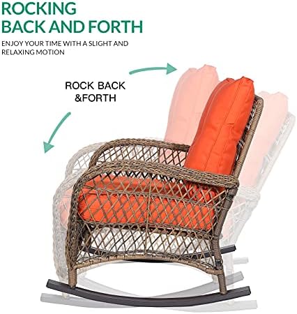 VIVIJASON 2 Piece Patio Wicker Rattan Rocker Chair, Outdoor Rattan Rocker Chair - Image 2