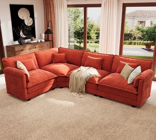 ELUCHANG 114" Oversized V Shaped Modular Sectiona Sofa, Comfy Cloud Couch by ELUCHANG