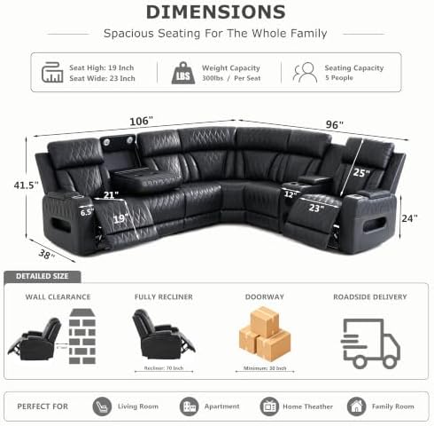 Dark Grey Power Reclining Sectional Sofa - Image 2