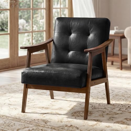 VASAGLE Accent Chair, PU Leather Armchair, Button Tufted, Thick Cushion by VASAGLEbySONGMICSHOME