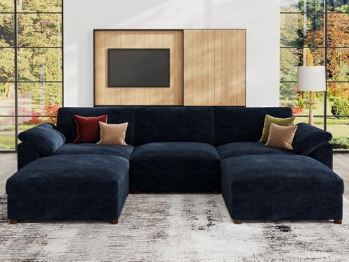 EASE MOOSE Blue Modular Sectional Couch, Oversized Deep Seat L Shape Sectional - Image 4
