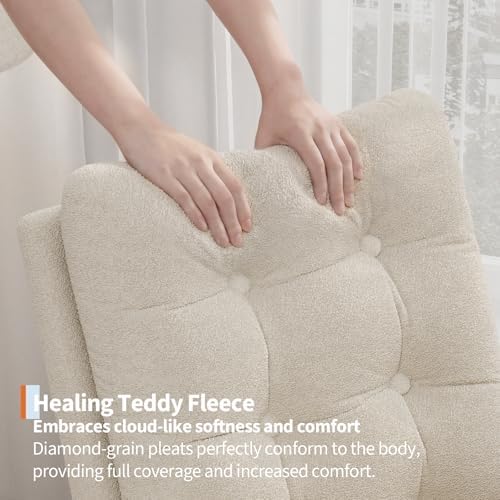 GarveeHome Nursery Rocking Chair, Teddy Fleece Upholstery, Sturdy Wooden Legs & - Image 4