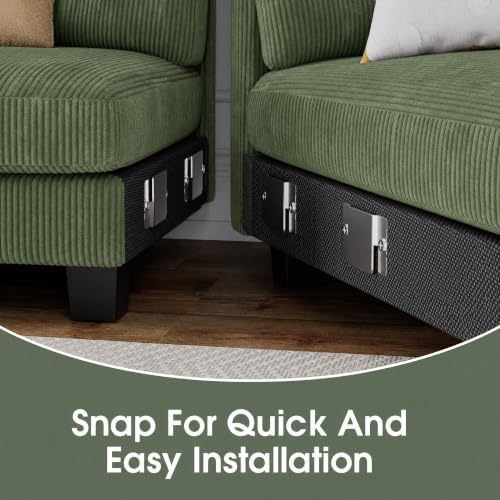 Furniwell U-Shaped Convertible Sectional Sofa Couch, Deep Green - Image 4