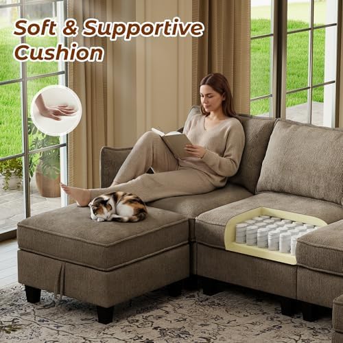 WorthFurni 112" Modular Sectional Sofa U Shape Couches - Image 5
