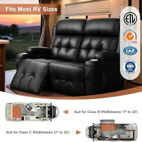 RV Loveseat Recliner Sofa, Wall Hugger Reclining RV Couch - Image 4
