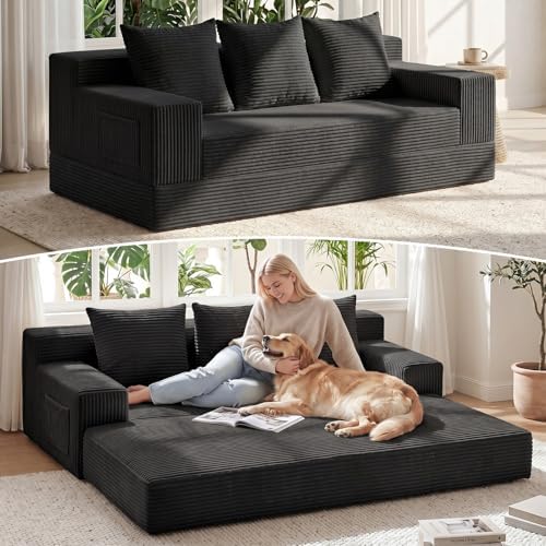 79" Convertible Sofa Bed, 2-in-1 Oversized Boneless Couch by ZIYDILY