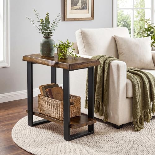 Tribesigns Solid Wood Side Table, Industrial Pine Wood Nightstand - Image 5