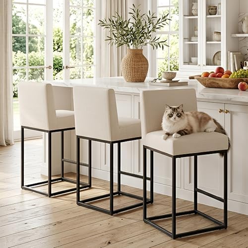 VESCASA Linen 27 inches Counter Height Bar Stool - Image 2