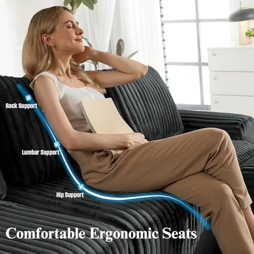 147" Boneless Couches for Living Room Oversized U-Shaped Grey - Image 3