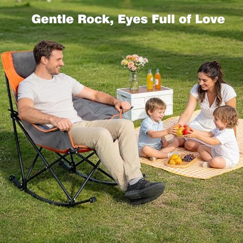 SUNNYFEEL Oversized Folding Rocking Camping Chair 2 Pack, 500lbs Orange - Image 6