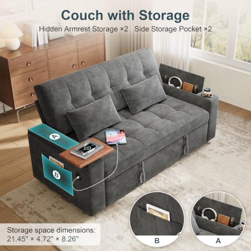 63" Convertible Sofa Bed Loveseat Sleeper Sofa - Image 6