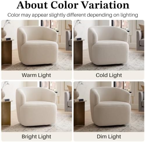SOFTHION Swivel Accent Chair, Sherpa Teddy Barrel Chair - Image 6
