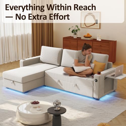 Ball & Cast 80" Sectional Sleeper Sofa Bed Pull Out Couches - Image 7