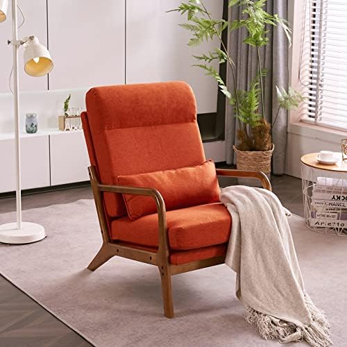 Karl home Accent Chair High Back Mid-Century Modern, Burnt Orange by Karlhome