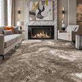 Abstract 9x12 Rug for Living Room: Modern Washable Brown Area Rugs for Bedroom by Luxcrest