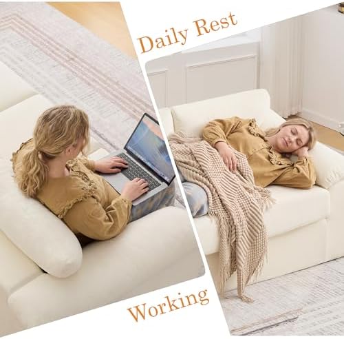 89" Boneless 3 Seater Sofa, Modern Cloud Couch - Image 5