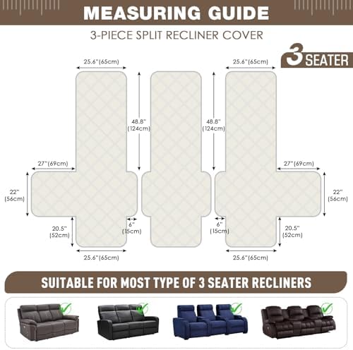 TAOCOCO 100% Waterproof Recliner Sofa Covers, Non Slip Split Couch Covers - Image 2