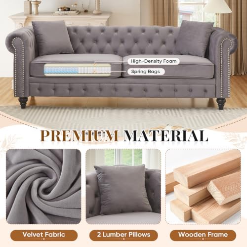 2 Piece Mid Century Modern Chesterfield Sofa Set - Image 6