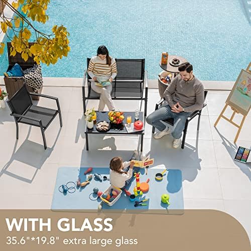 Devoko Outdoor Furniture Set 4 Piece Patio Conversation Sets Porch Furniture - Image 6