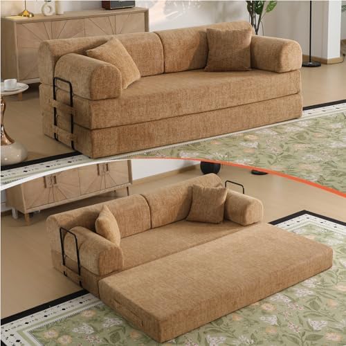 79" Memory Foam Sofa Bed, High Backrest Convertible Futon Boneless Couch by KSTNLUXQ