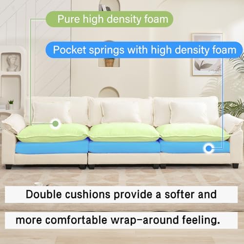 Oprisen 3 Pieces Cloud Couch Set, Upholstered Comfy Modular Sectional Sofa Deep - Image 3