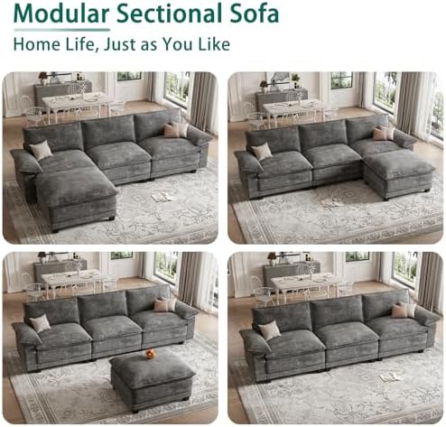 108" Modular Sectional Couch, L Shaped Cloud Sofa - Image 6