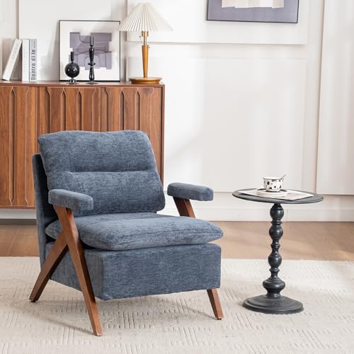 Mid Century Modern Accent Chair, Comfy Solid Wood Armchair by DRKAT