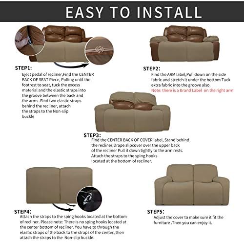 Easy-Going 6 Pieces Recliner Loveseat Stretch Sofa Slipcover Sofa Cover - Image 4