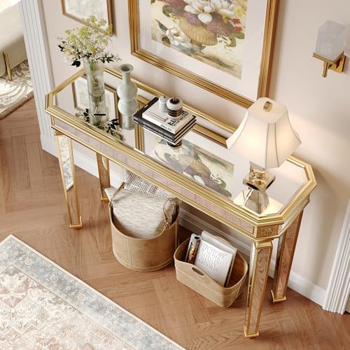 Gold Mirrored Console Table, Modern Luxury Mirror Furniture - Image 6