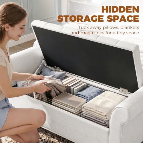 HOMCOM 47" Storage Ottoman End of Bed Bench - Image 4
