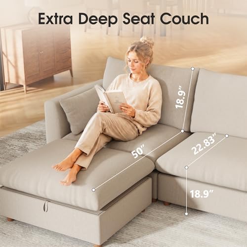 WorthFurni Oversized Modular Sectional Sofa, Comfty 4 Seat Modular Sofa - Image 4