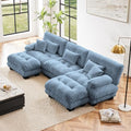 Modular Sectional Sofa for Living Room, Oversized 3 Seater Blue Sectional by Wunlerlant