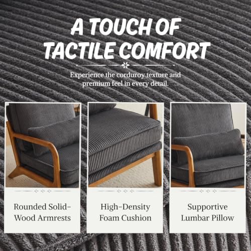 Karl home Mid-Century Modern Accent Reading Chair, Dark Grey - Image 5
