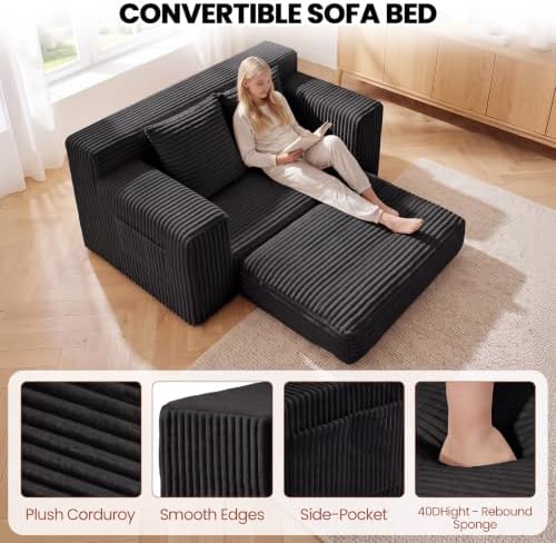 Small Boneless Couch, Boneless Loveseat Convertible Sofa Bed Sleeper Sofa Couch - Image 6