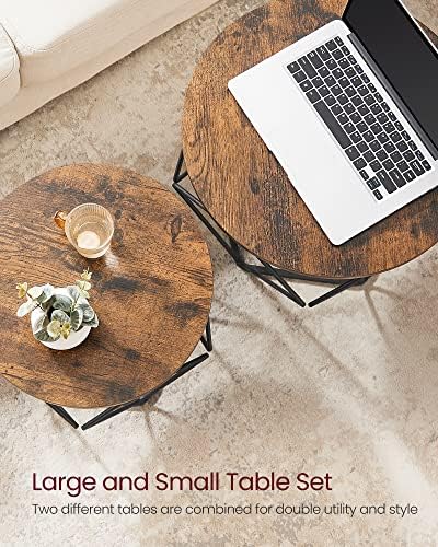 VASAGLE Small Round Coffee Table Set of 2, - Image 7