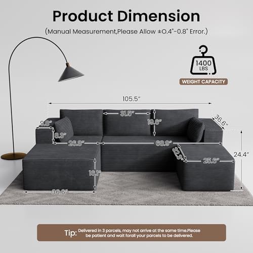 106" Cloud Sectional Boneless Couches - Image 5