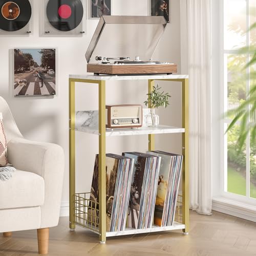 LELELINKY Large White Marble Record Player Stand - Image 5