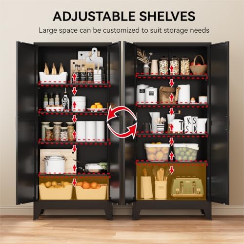 COFaR 71" Black Metal Storage Cabinet - Image 5