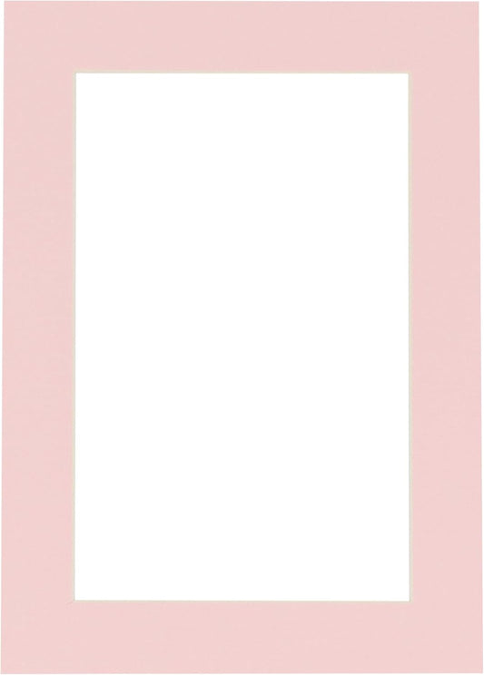 8.5x11 Mat Bevel Cut for 7x9 Photos - Acid Free Soft Pink Precut Matboard with Backing Board and Crystal Clear, Self Seal Photo Mat Bag - for Pictures, Photos, Framing - 4-ply Thickness