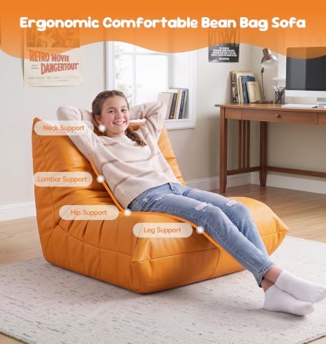 Hobestluk Bean Bag Chair Leather Togo Sofa - Image 3