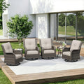 6 Piece Outdoor Wicker Patio Furniture Set, Outdoor Swivel Rocker Patio Chairs by Gardenbee