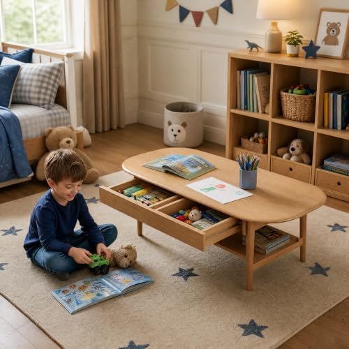100% Solid Oak Wood Coffee Table - Image 5